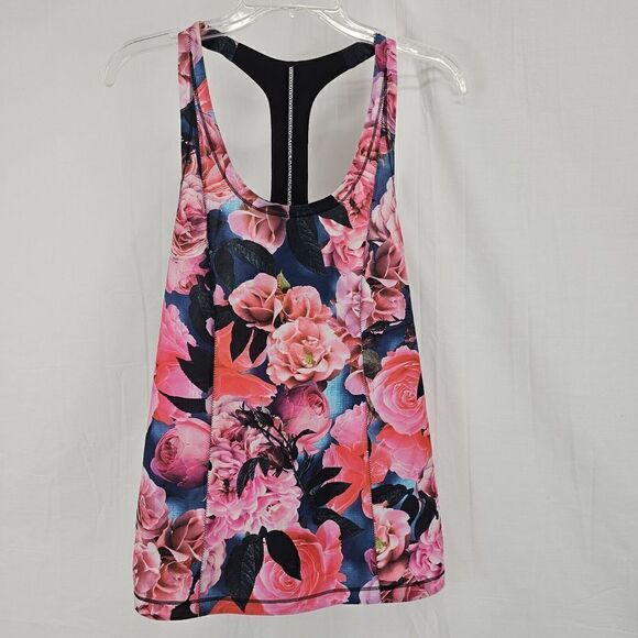 Lululemon Lightened Up Singlet Womens Size 8 Secret Garden Black Pink Floral - Picture 2 of 7
